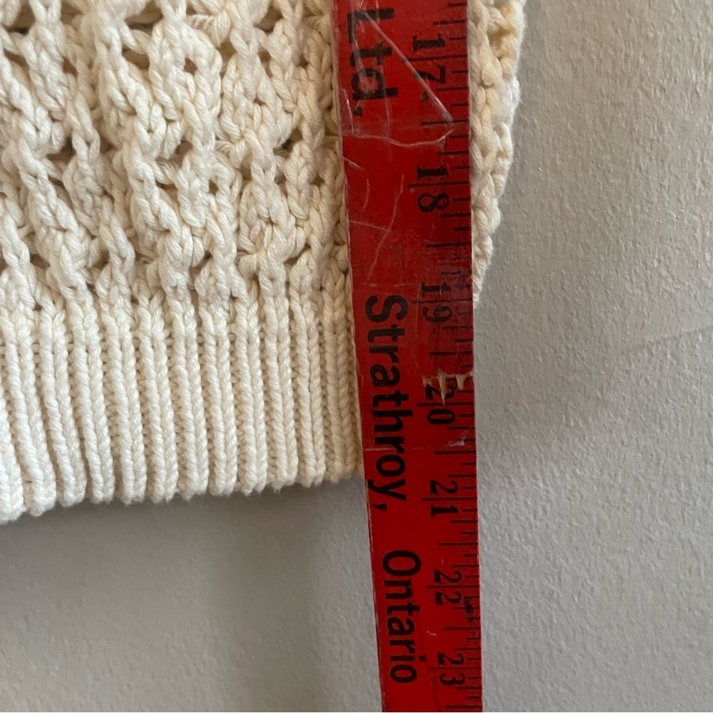 Denver Hayes Cream Open-Knit Drop Shoulder Crewneck Sweater โ Large Like New - Picture 16 of 16